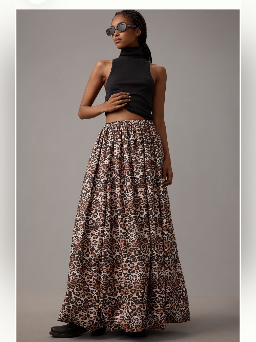 Anthropologie Leopard-Print Maxi Skirt in Brown Tones
